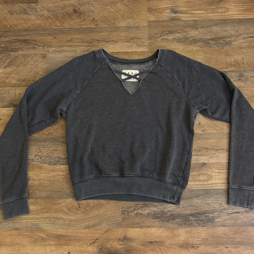 Aeropostale Charcoal Gray V-neck Crewneck